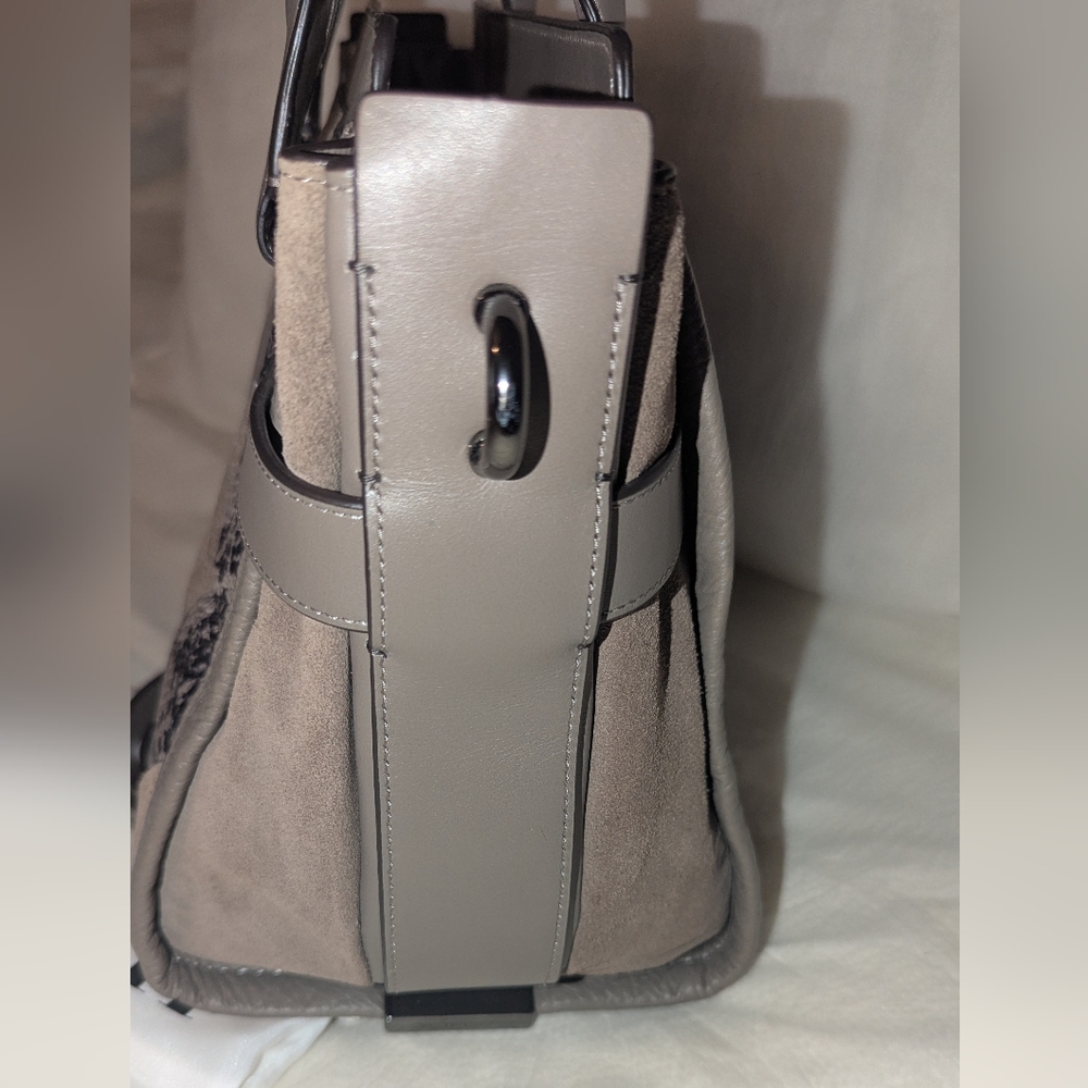 COACH SWAGGER PATCHWORK CARRYALL MULTI-COLOR SATCHEL BAG GRAY EUC - Picture 7 of 11